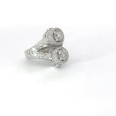 14k White Gold 1.40ct G SI1 Center Round Double Diamond and 1.52ct G SI1 Round Diamond Pave Fashion Ring